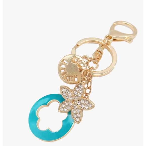 Fashionable Keychain/ Bag Charm Forever Love with Five Leaf Clover Design - Picture 1 of 4